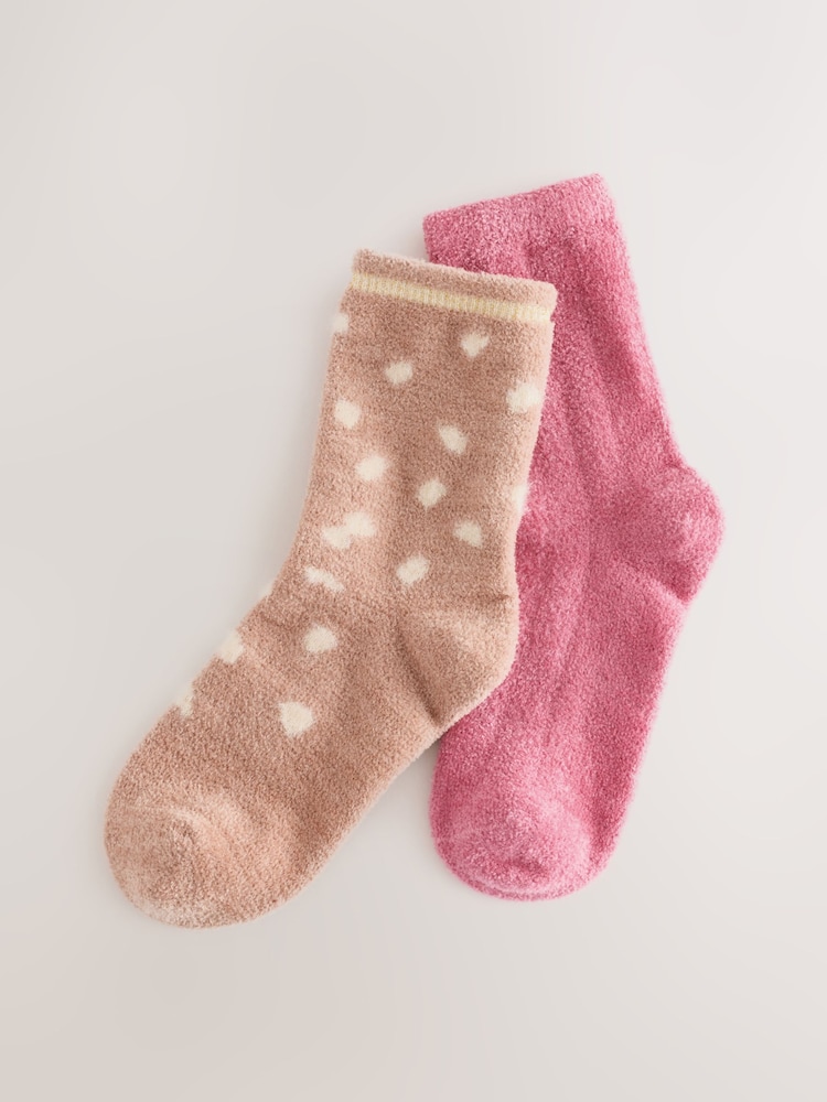 Pink/Mink Cosy Ankle Socks 2 Pack - Image 1 of 3 Pink/Mink Cosy Ankle Socks 2 Pack - Image 1 of 3