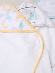 Rock-A-Bye Baby Boutique White Hooded Towels And Wash Cloth Set 3 Pack - Image 2 of 3