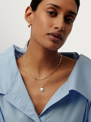 Missoma Gold Tone Square Pearl Baya Pendant Necklace - Image 3 of 6