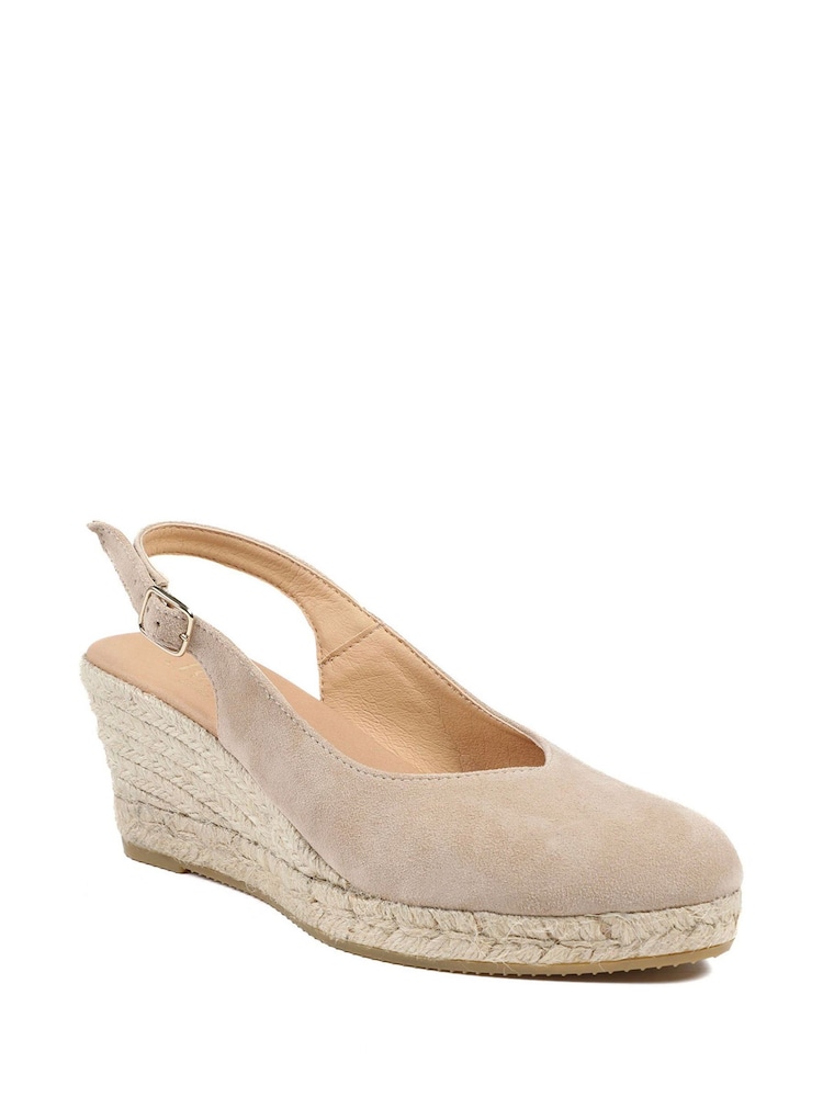 Jones Bootmaker Sand Suede Wide Fit Cedrica Heeled Sandals - Image 2 of 5