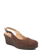 Jones Bootmaker Chocolate Suede Wide Fit Cedrica Heeled Sandals - Image 2 of 5