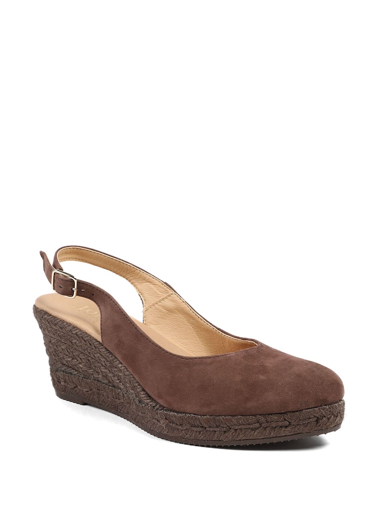 Jones Bootmaker Chocolate Suede Wide Fit Cedrica Heeled Sandals - Image 2 of 5