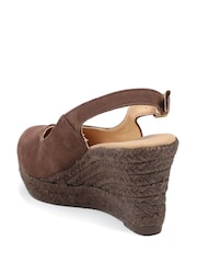 Jones Bootmaker Chocolate Suede Wide Fit Cedrica Heeled Sandals - Image 3 of 5