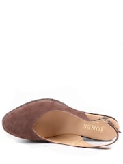 Jones Bootmaker Chocolate Suede Wide Fit Cedrica Heeled Sandals - Image 4 of 5