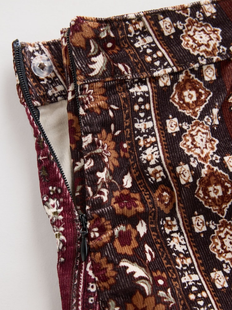 Red/Brown Tapestry Denim Mini Skirt - Image 3 of 3 Red/Brown Tapestry Denim Mini Skirt - Image 3 of 3