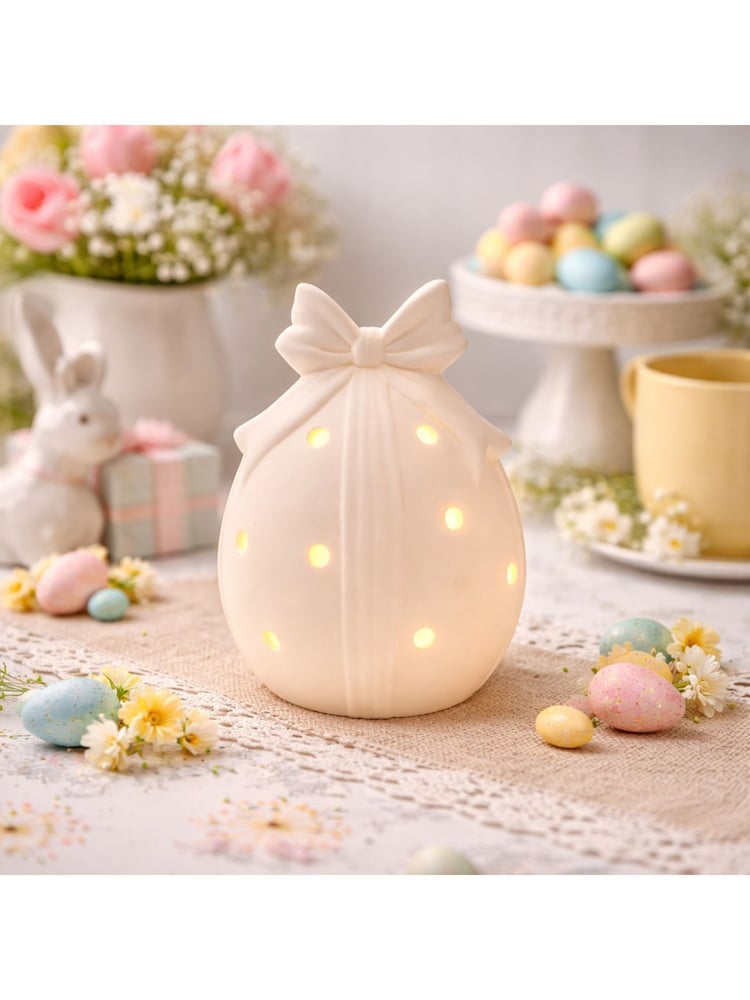 Widdop White LED Egg Ornament Medium - Image 1 of 5