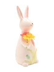 Widdop Cream Ceramic Bunny Holding Flowers 24cm - Image 3 of 6