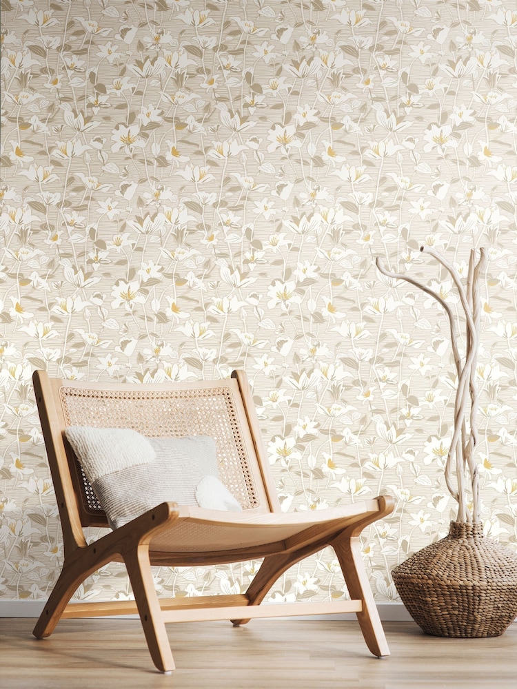Hoopla Walls Coconut Mix Lino Leaves 10M Wallpaper - Image 1 of 2