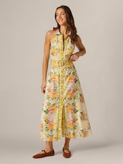 Adrianna Papell Yellow Printed Cotton Dress - Image 1 of 6