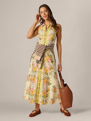 Adrianna Papell Yellow Printed Cotton Dress - Image 3 of 6