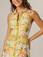Adrianna Papell Yellow Printed Cotton Dress - Image 4 of 6