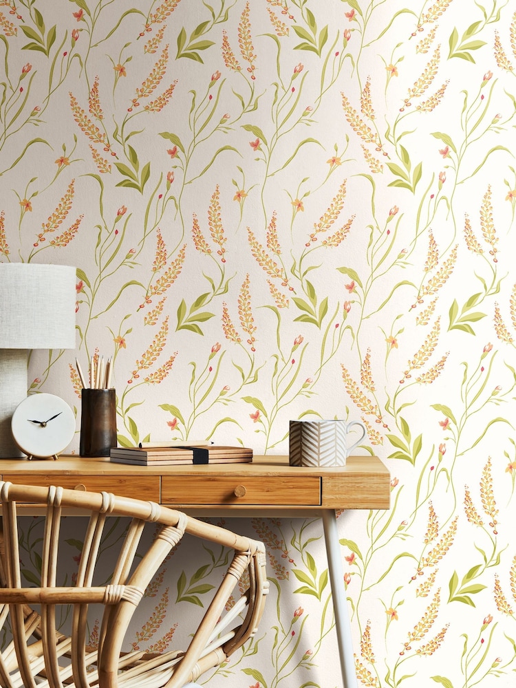 Hoopla Walls Honey  Peach Springtime Meadow 10M Wallpaper - Image 1 of 2