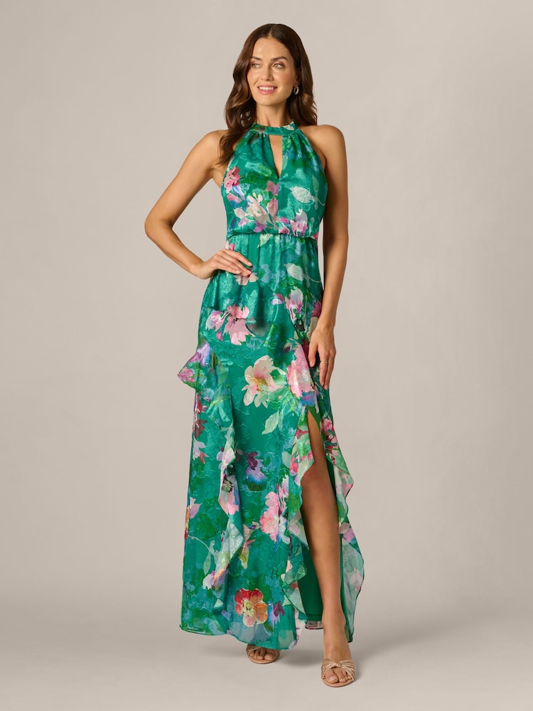 Adrianna Papell Green Printed Mermaid Dress - Image 1 of 6
