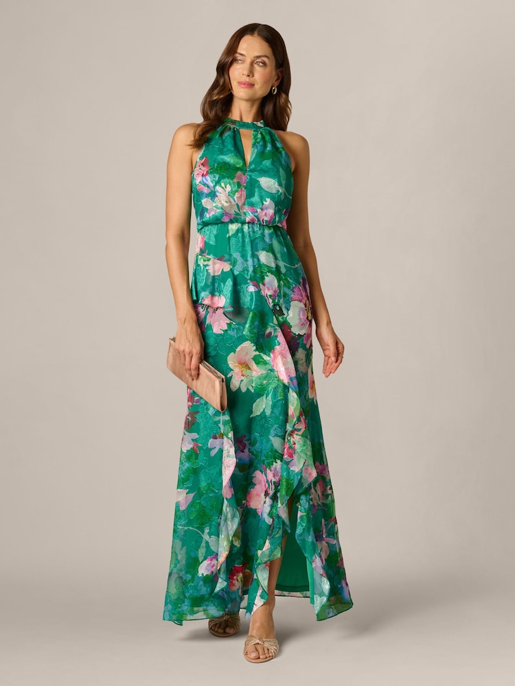 adrianna papell women's mock-neck knit mermaid dress Printed - Green - Size 10 non-returnable
