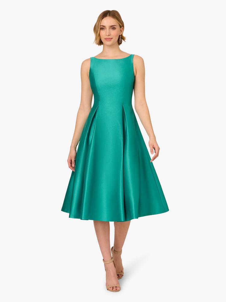 Adrianna Papell Green Sleeveless Tea Length Dress - Image 1 of 6