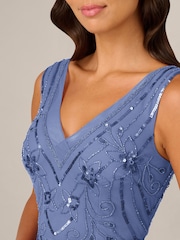 Adrianna Papell Blue Petite Studio Beaded Mesh Dress - Image 5 of 6