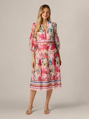 Adrianna Papell Pink Printed Stripe Dress - Image 1 of 6