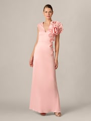 Adrianna Papell Pleated Chiffon Long Dress - Image 1 of 6