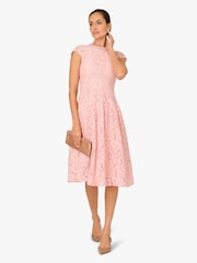 Adrianna Papell Pink Embellished Lace Dress - Image 4 of 6