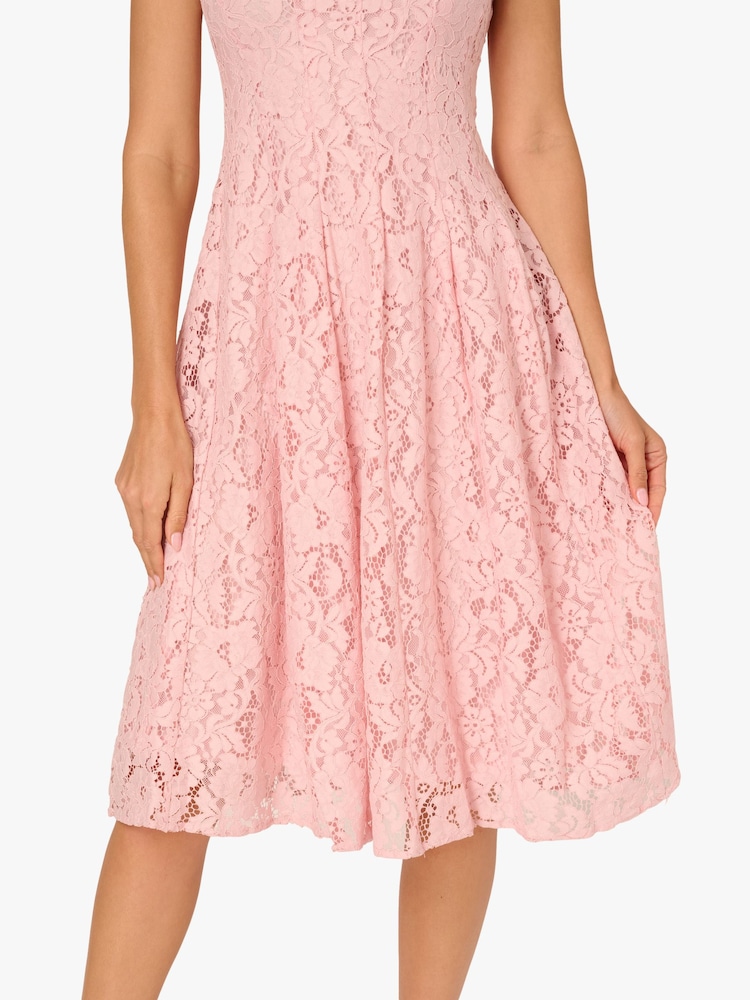 Adrianna Papell Pink Embellished Lace Dress - Image 6 of 6