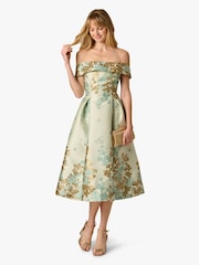 Adrianna Papell Green Petite Off-Shoulder Dress - Image 4 of 6