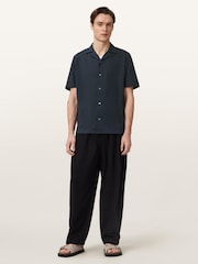 AllSaints Blue Hudson Short Sleeve Shirt - Image 2 of 6