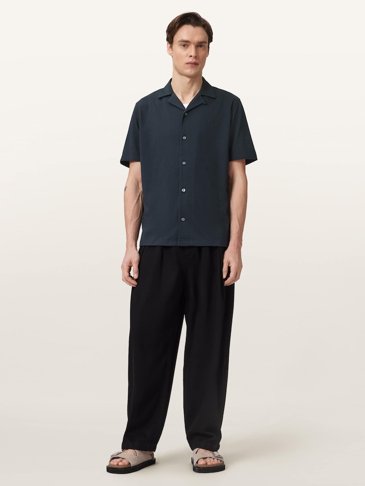 AllSaints Blue Hudson Short Sleeve Shirt - Image 2 of 6 AllSaints Blue Hudson Short Sleeve Shirt - Image 2 of 6