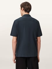 AllSaints Blue Hudson Short Sleeve Shirt - Image 4 of 6
