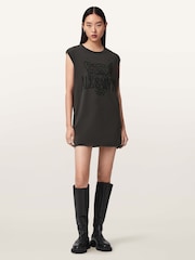 AllSaints Grey Wild Brooke Dress - Image 2 of 6
