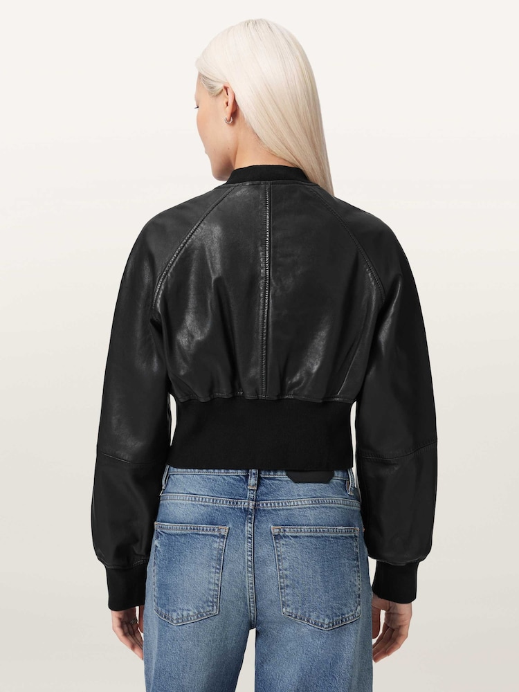 AllSaints Black Suri Bomber Jacket - Image 2 of 6