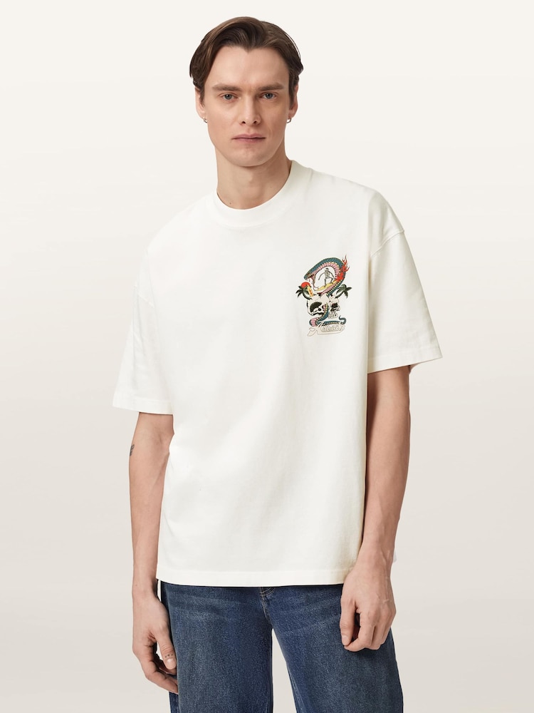AllSaints White Snakepit Short Sleeve Crew Neck T-Shirt - Image 1 of 7