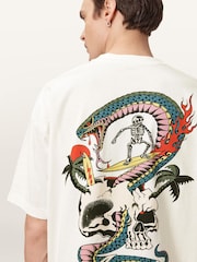 AllSaints White Snakepit Short Sleeve Crew Neck T-Shirt - Image 3 of 7