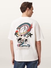 AllSaints White Snakepit Short Sleeve Crew Neck T-Shirt - Image 4 of 7