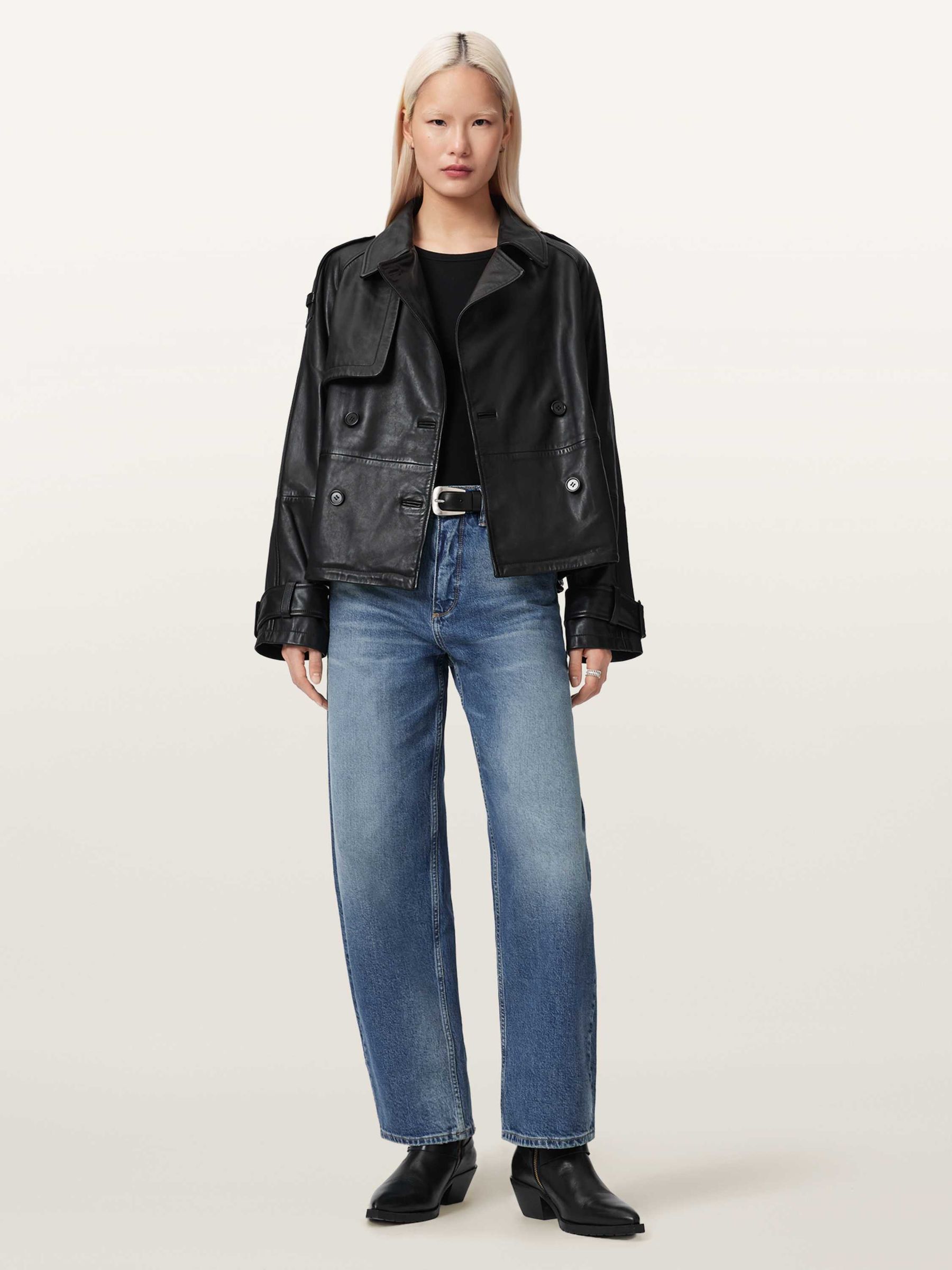 Buy AllSaints Black Reya Cropped Leather Mac from Next USA