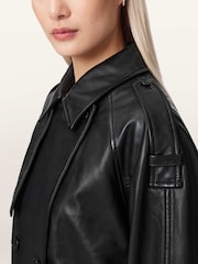 AllSaints Black Reya Cropped Leather Mac - Image 6 of 7