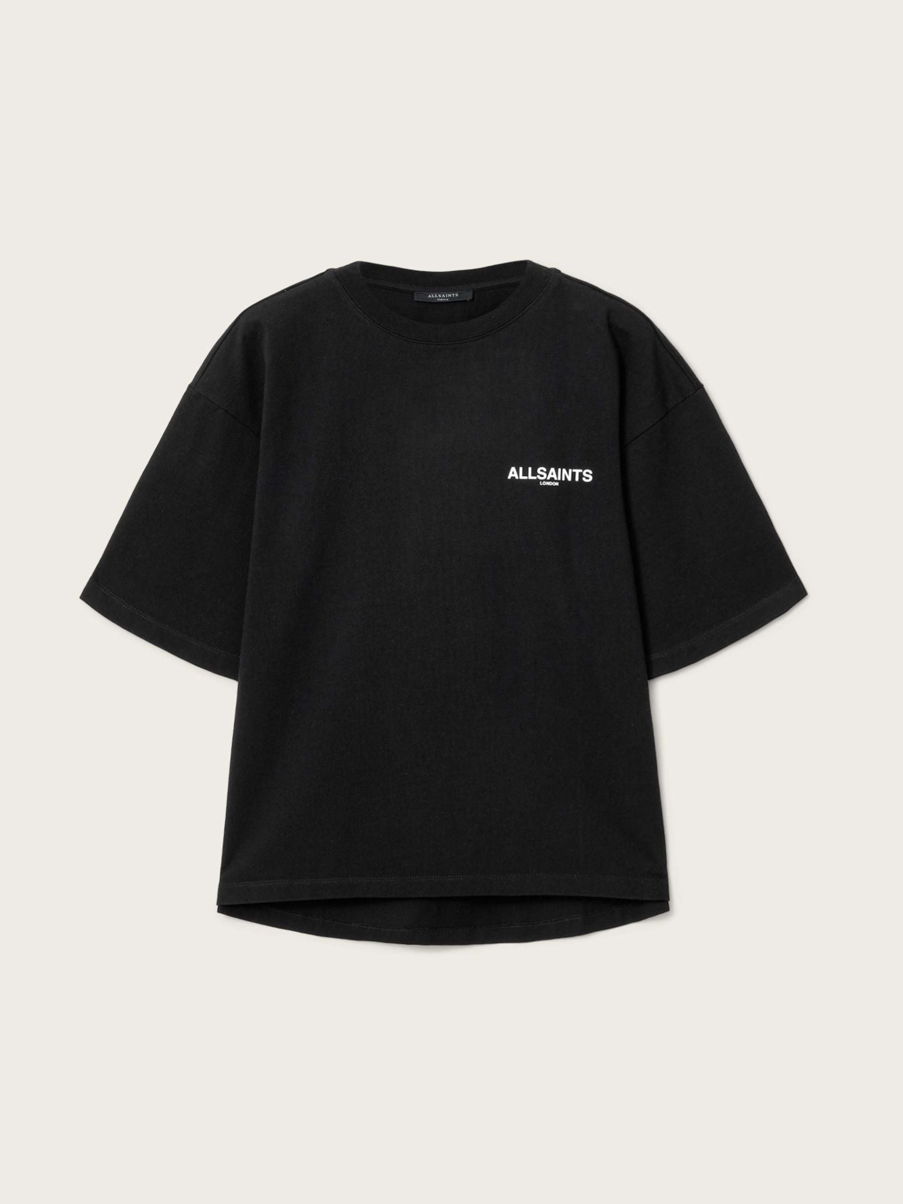Buy AllSaints Black Halis Amelie Back Print Artwork Cotton T-Shirt