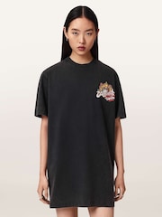 AllSaints Black Roque T-Shirt Dress - Image 1 of 6