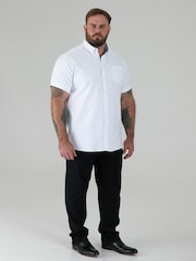 D555 White JAMES Classic Oxford Short Sleeve Button Down Shirt With Chest Pocket - Image 2 of 9