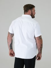 D555 White JAMES Classic Oxford Short Sleeve Button Down Shirt With Chest Pocket - Image 3 of 9