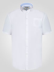 D555 White JAMES Classic Oxford Short Sleeve Button Down Shirt With Chest Pocket - Image 6 of 9