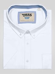 D555 White JAMES Classic Oxford Short Sleeve Button Down Shirt With Chest Pocket - Image 8 of 9