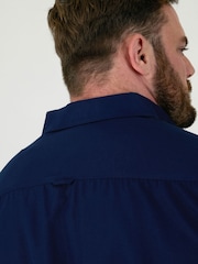 D555 Navy JAMES Classic Oxford Short Sleeve Button Down Shirt With Chest Pocket - Image 5 of 9
