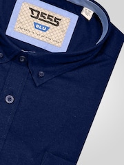 D555 Navy JAMES Classic Oxford Short Sleeve Button Down Shirt With Chest Pocket - Image 9 of 9