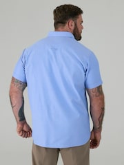 D555 Blue JAMES Classic Oxford Short Sleeve Button Down Shirt With Chest Pocket - Image 3 of 9