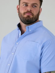 D555 Blue JAMES Classic Oxford Short Sleeve Button Down Shirt With Chest Pocket - Image 4 of 9