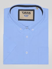 D555 Blue JAMES Classic Oxford Short Sleeve Button Down Shirt With Chest Pocket - Image 8 of 9