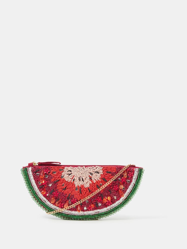 Accessorize Red Beaded Watermelon Crossbody Bag - Image 1 of 3