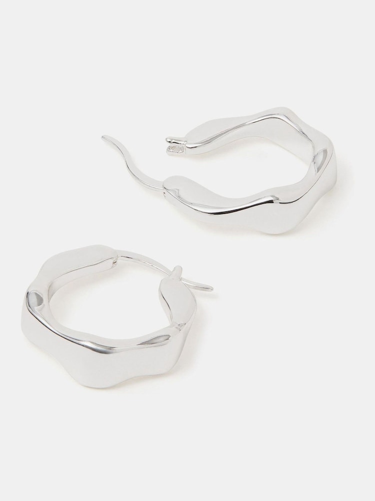 Accessorize Sterling Silver-Plated Chunky Molten Hoop Earrings - Bild 1 von 2