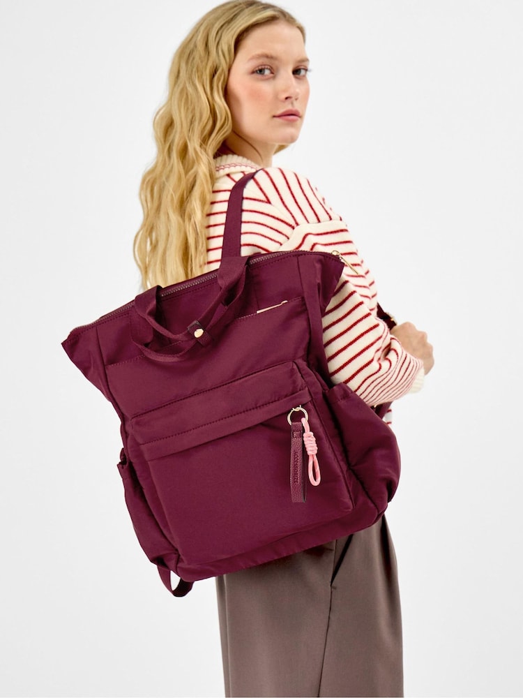 Accessorize Red Top Handle Nylon Backpack - Image 3 of 3
