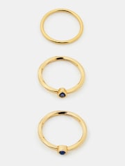 Accessorize Gold Tone 14ct Gold-Plated Stacking Stone Rings 3-Pack - Image 1 of 2